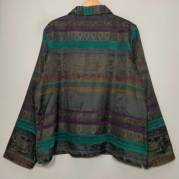 Satin Tapestry Jacket Size Large Dark Romantic Whimsigoth Witchy Artsy Brocade - Picture 5 of 13